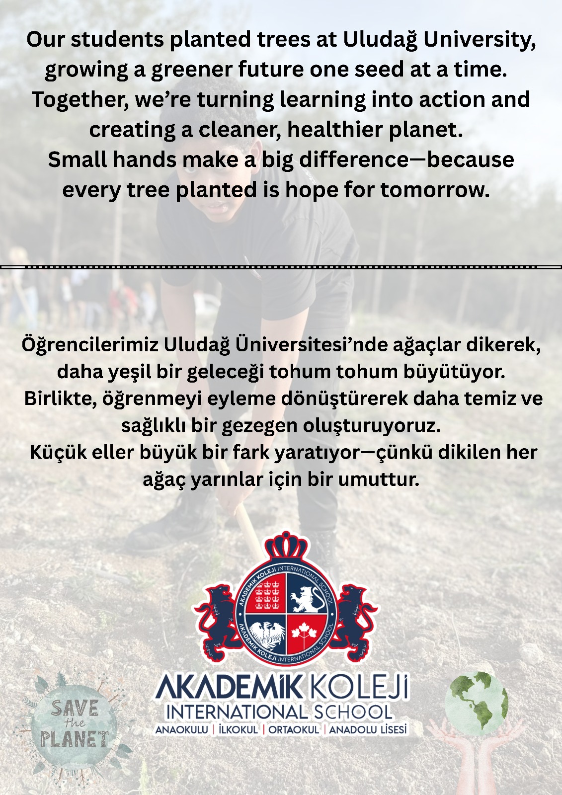 Uludağ Üniversitesi'nde Yeşil Vatan Seferberliği Fidan Dikme Etkinliği